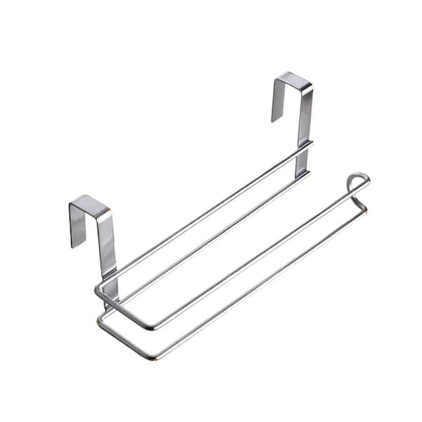 Under Cabinet and Over Door Brushed Stainless Steel Paper Towel Holder Tissue Hanger Organizer for Kitchen Organization