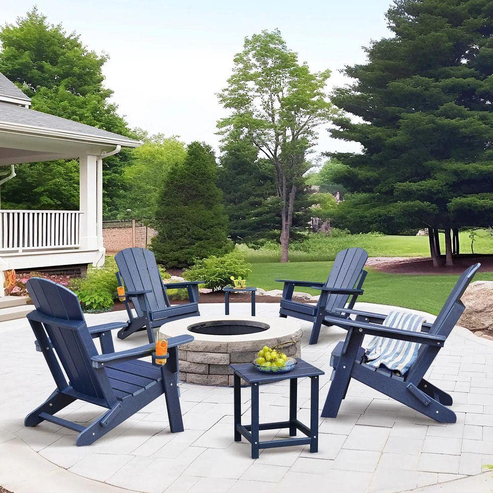 3-Piece Foldable Adirondack Chair Set w/Side Table, Polyethylene-Heavy-Duty All-Weather Patio Furniture (380 lb. Cap) price history on PriceWatchPro