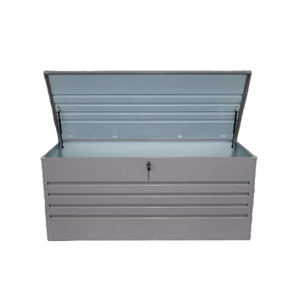Aidan 260 gal. Extra Large Light Gray Metal Outdoor Deck Box Patio Storage Box with Lockable
