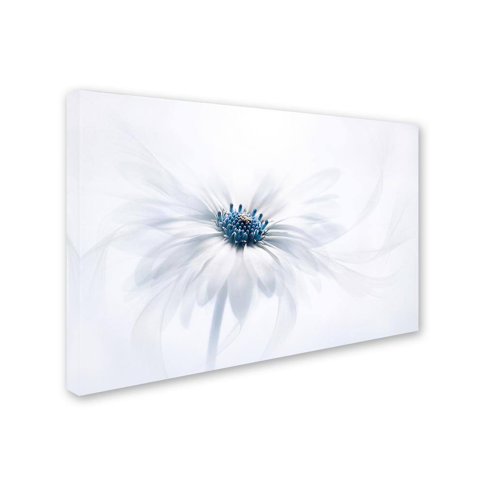 Serenity White and Blue Floral Canvas Print for Nursery