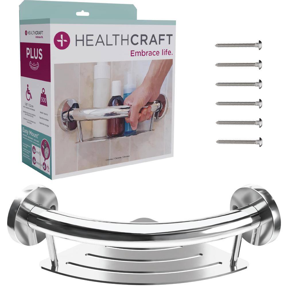 PLUS, 9 .5 in. Concealed Screw Grab Bar And Corner Shelf, 2-In-1 Decorative Grab Bar ADA Compliant in Polished Chrome price history on PriceWatchPro