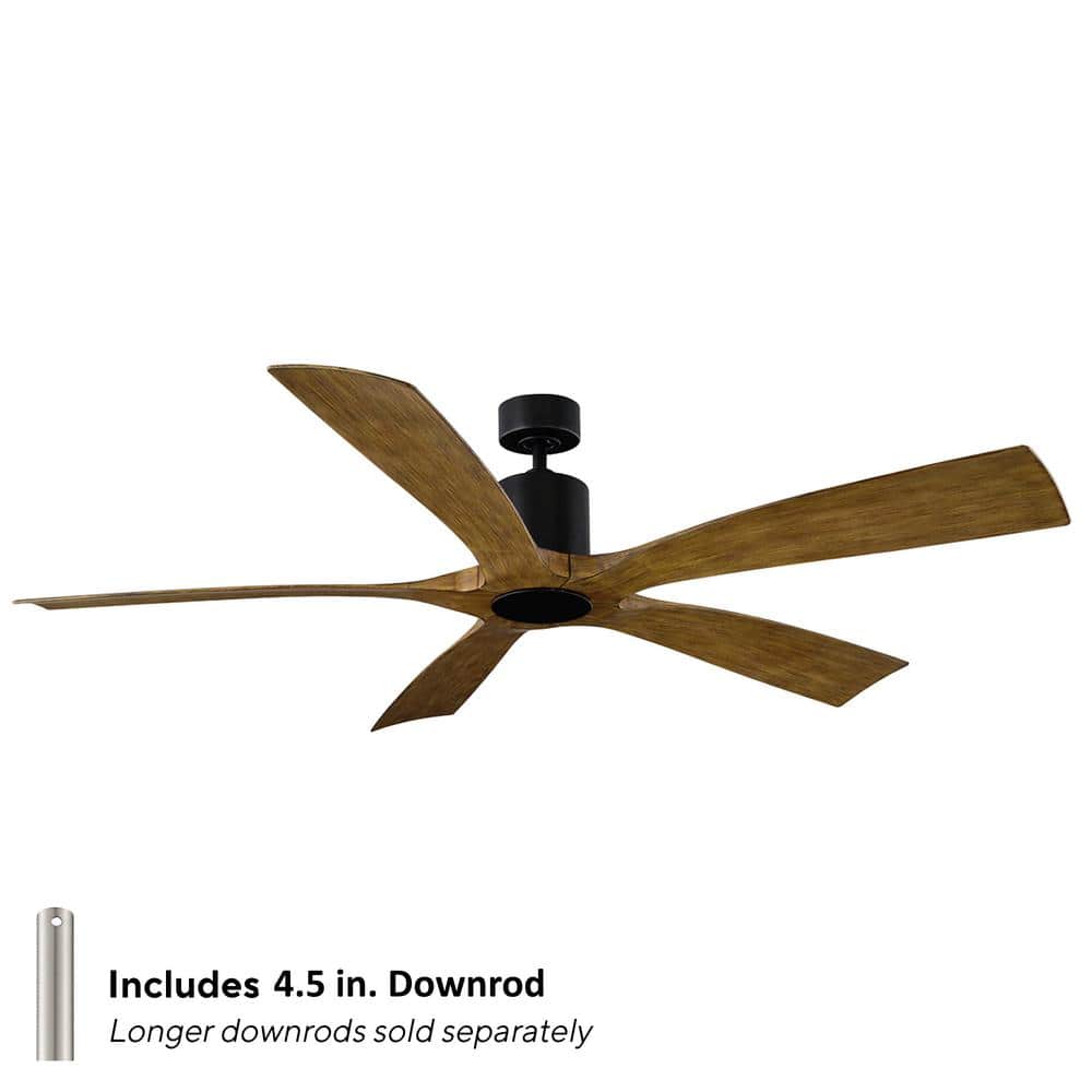 Aviator 70" Matte Black and Distressed Koa Smart Ceiling Fan