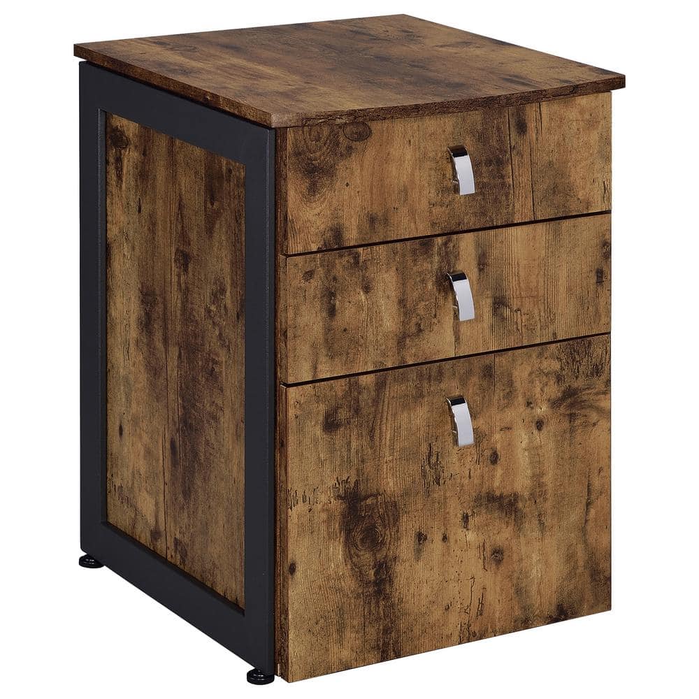 Antique Nutmeg Rustic Farmhouse Desk and Filing Cabinet Set
