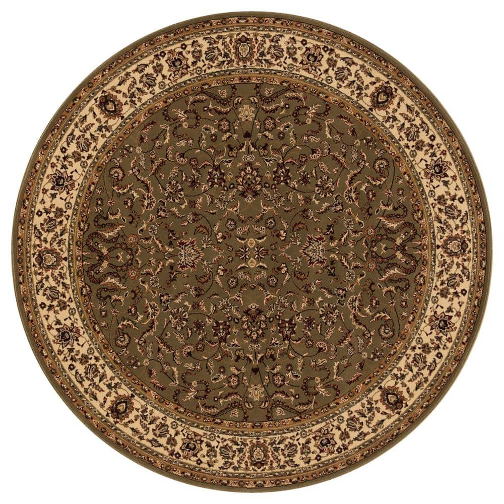 Concord Global Trading Persian Classics Kashan Green 5 Ft. Round Area 