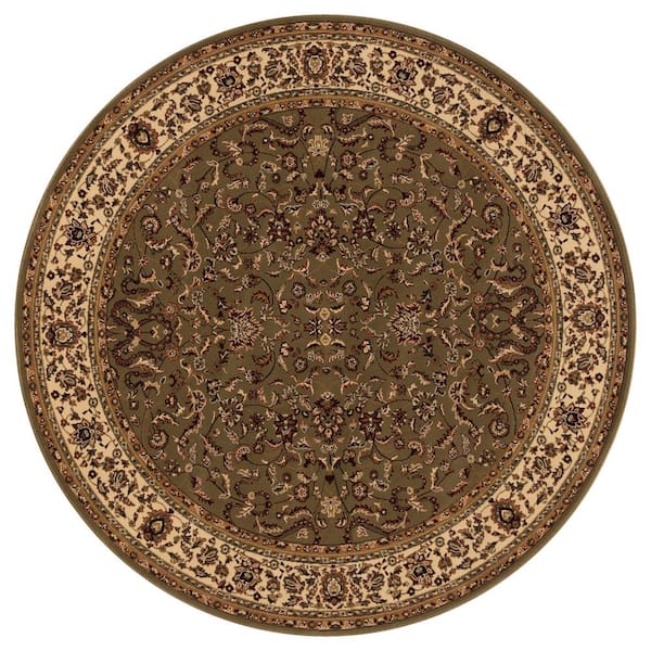 Concord Global Trading Persian Classics Kashan Green 5 ft. Round Area Rug
