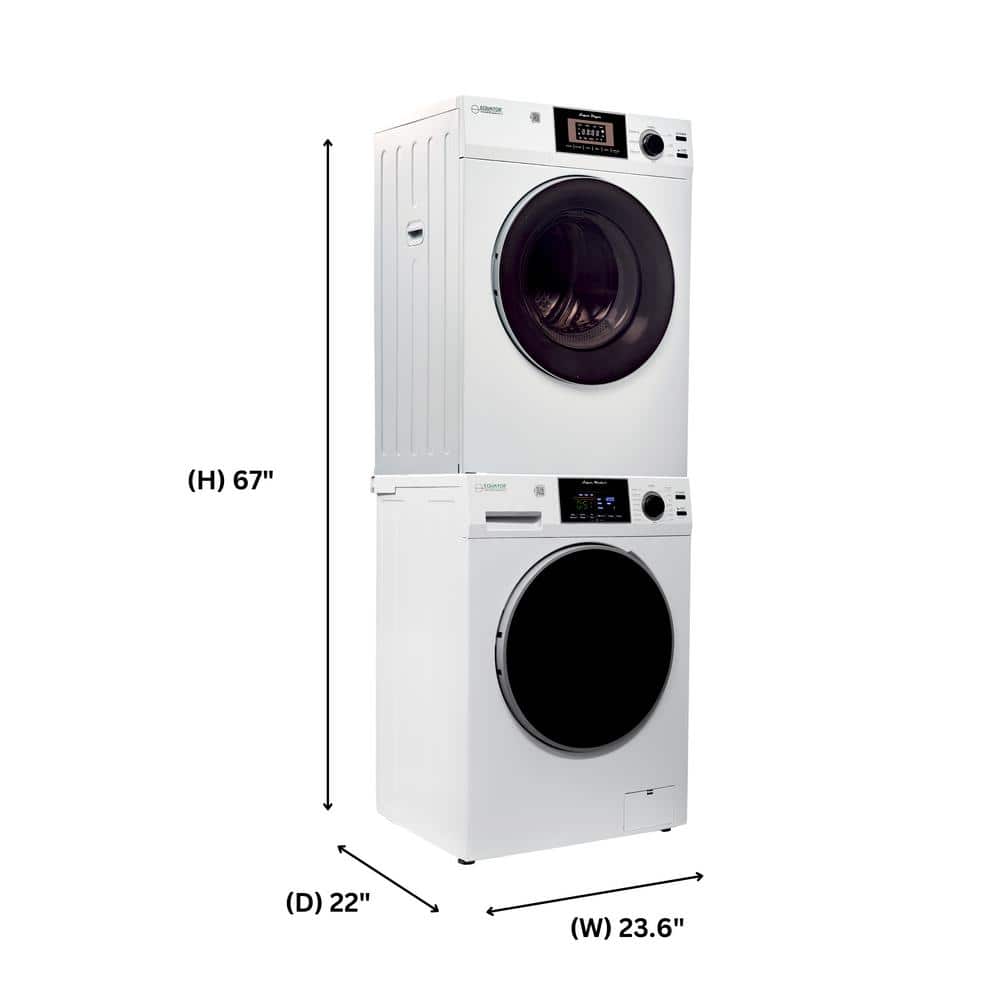 Compact White Electric Stacking Washer and Dryer Set