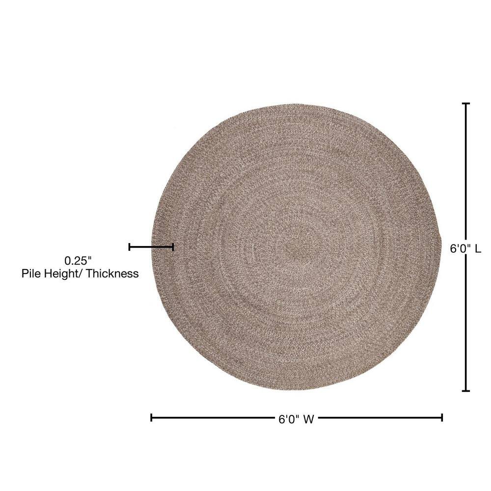 Ivory Beige 6' Round Handmade Braided Cotton Rug