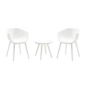 3-Piece White Plastic Patio Conversation Seating Set