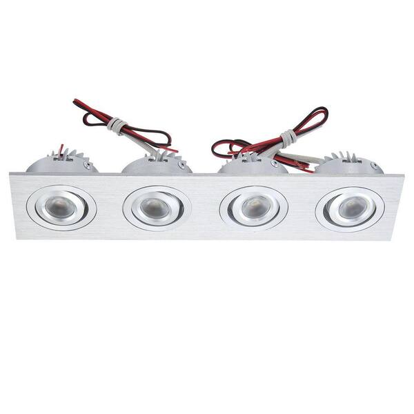 Titan Lighting 4-Light Brushed Aluminum Directional LED Squared Button Light