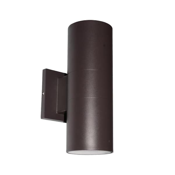 MEGAMAN 11.6 in. Black LED Wall Cylinder Up and Down Outdoor Hardwired Wall Sconce Lights Black fixture with No Bulbs Included