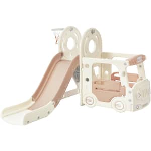 Pink Freestanding Playset with Bus Structure and Slide