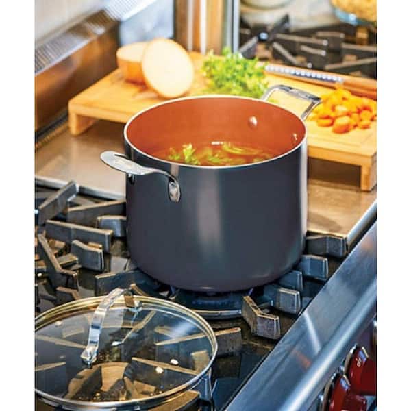 7 Qt. Aluminum Non-Stick Ti-Ceramic Stock Pot with Glass Lid 7 Qt. Aluminum Non-Stick Ti-Ceramic Stock Pot with Glass Lid