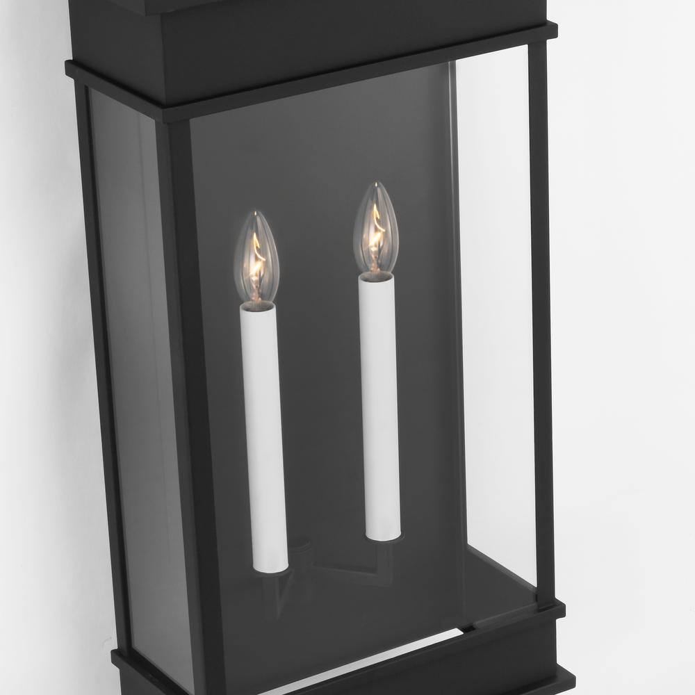 Cupertino Textured Black 2-Light Outdoor Wall Lantern