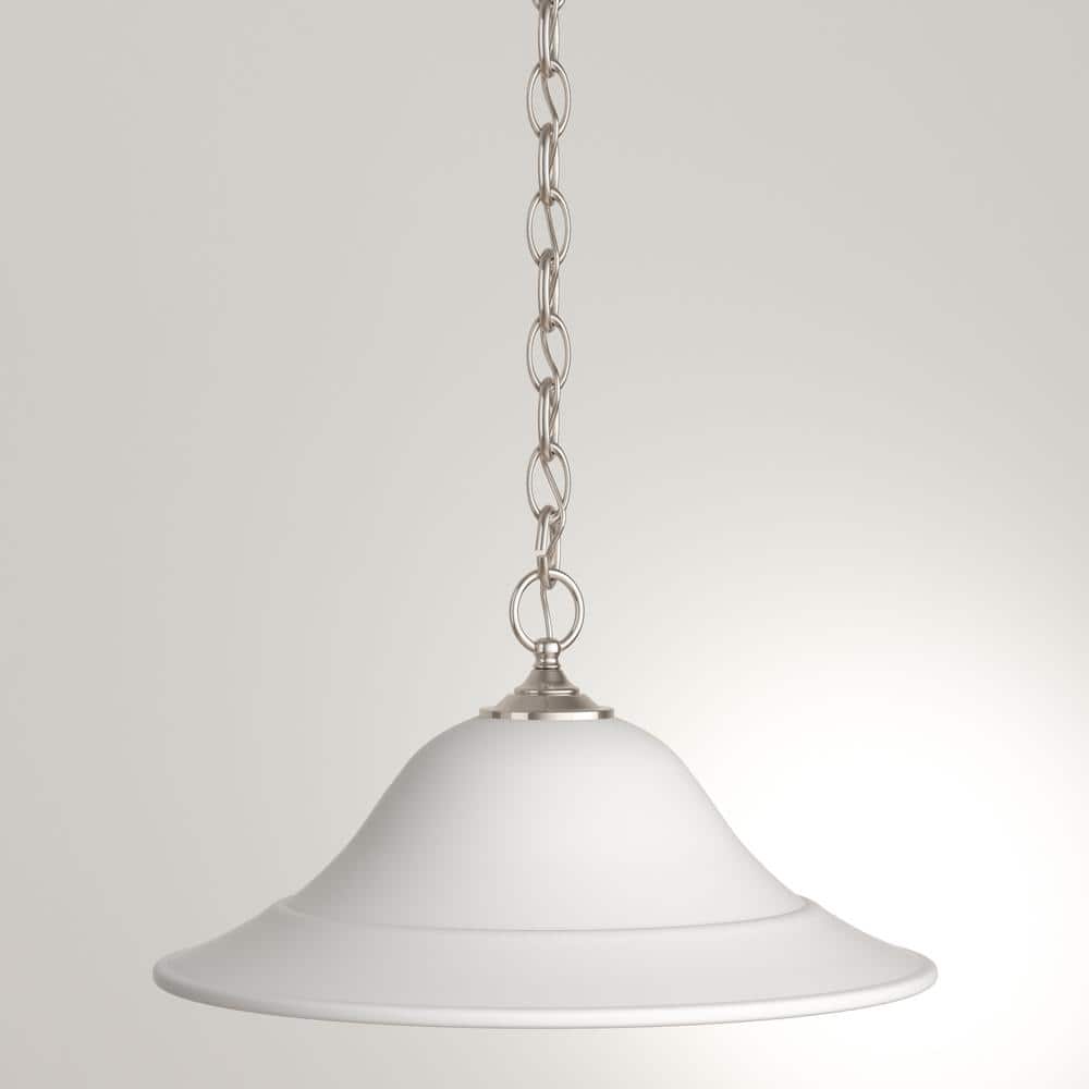 Elegant Trinity Brushed Nickel Pendant with Etched Glass Shade