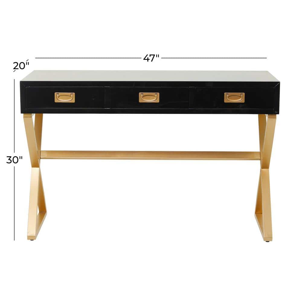 47" Black and Iron Modern Desk with Storage