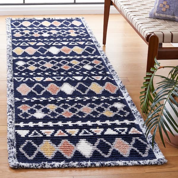 Marrakesh Navy/Multi 2 ft. x 8 ft. Geometric Striped Runner Rug