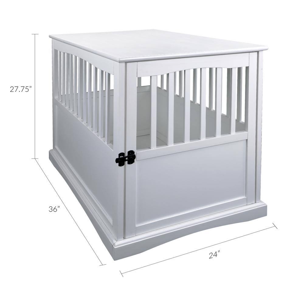 Large White Solid Wood Pet Crate End Table