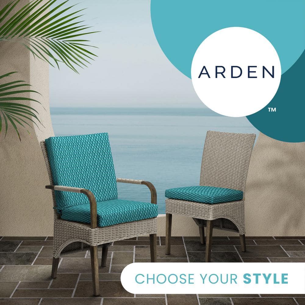 Teal Luna Geometric Outdoor Midback Dining Chair Cushion