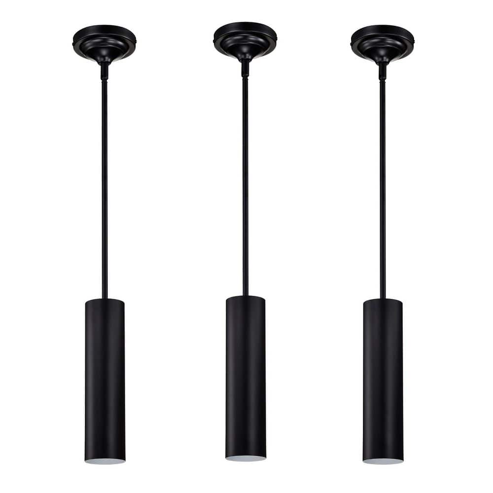 3 in. Dia 1-Light Matte Black Modern Mini Pendant Light Fixture with Cylindrical Metal Shade for Kitchen Island (3-Pack) price history on PriceWatchPro