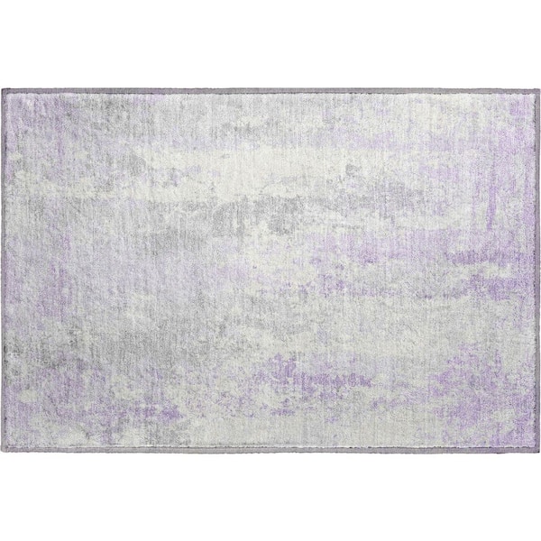 Mayfield Premium Machine Washable Abstract AMF1848 Lavender 2 ft. x 3 ft. Area Rug