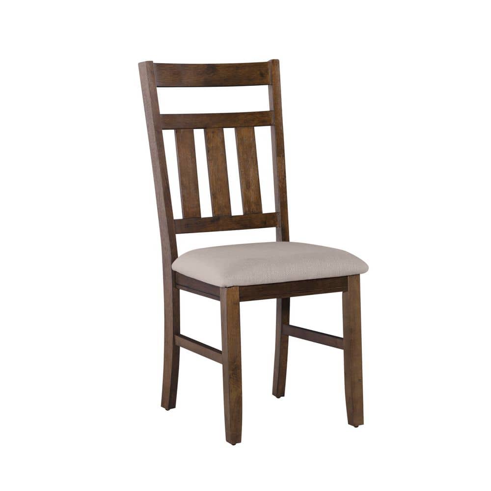 Powell Company Krause rustic umber brown wood dining chair.
