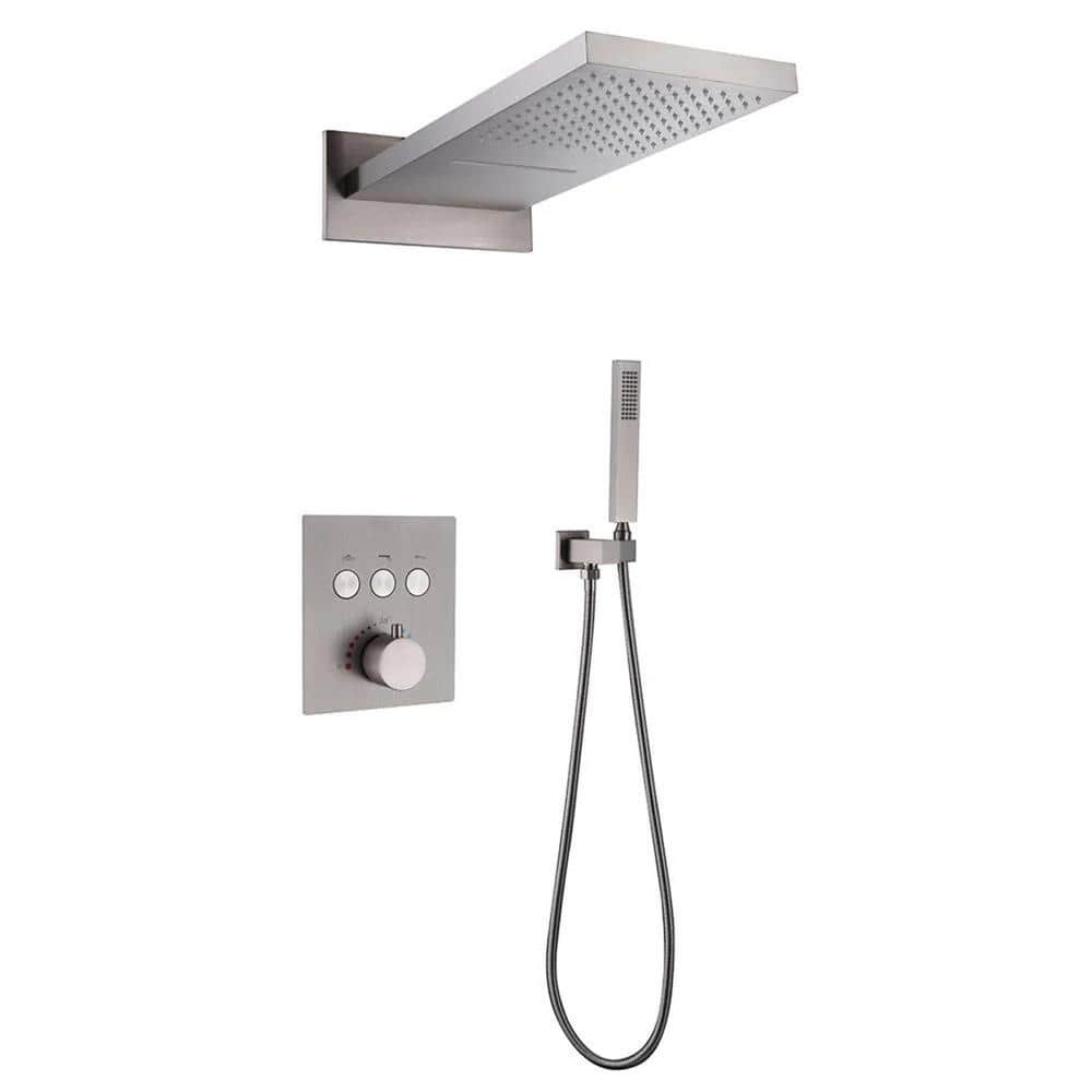Single Handle 1-Spray Square Shower Faucet 2 GPM with High Pressure and Wat