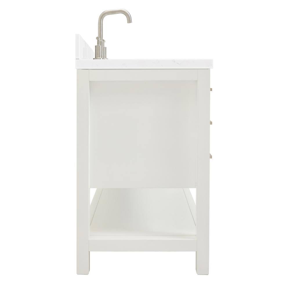 Magnolia 48" White Hardwood Freestanding Bathroom Vanity with Quartz Top