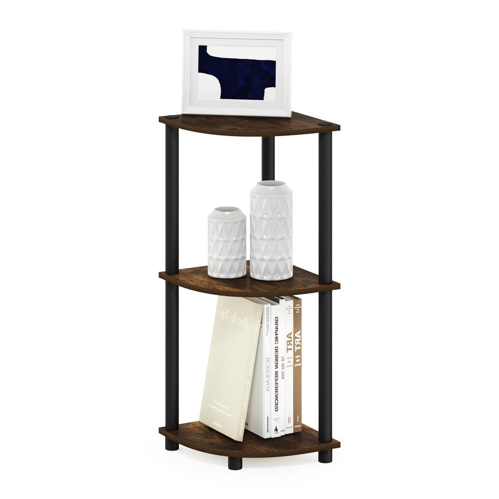 Amber Pine and Black 3-Tier Corner Shelf