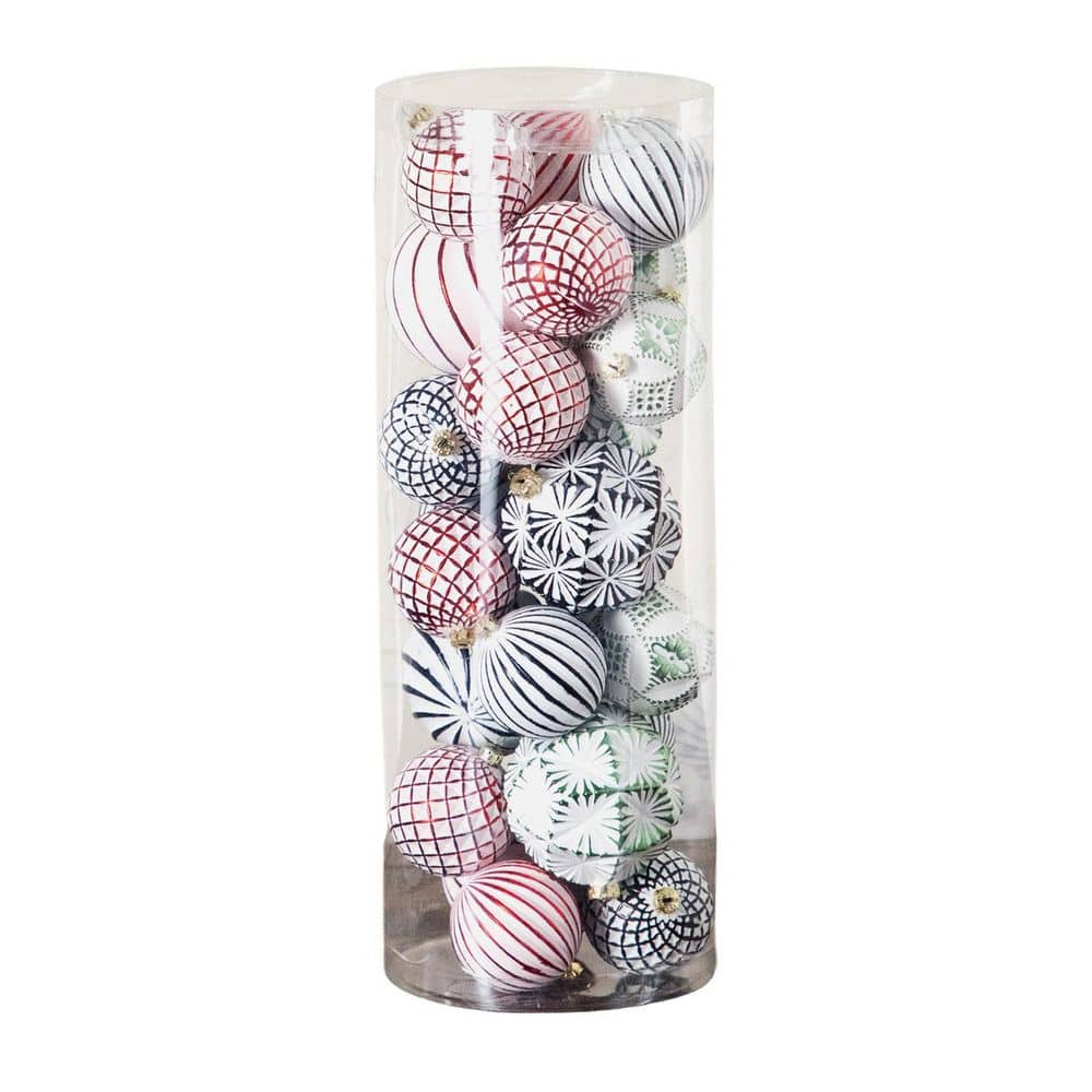 24-Pieces Pink and Silver Ball Shatterproof Christmas Ornaments