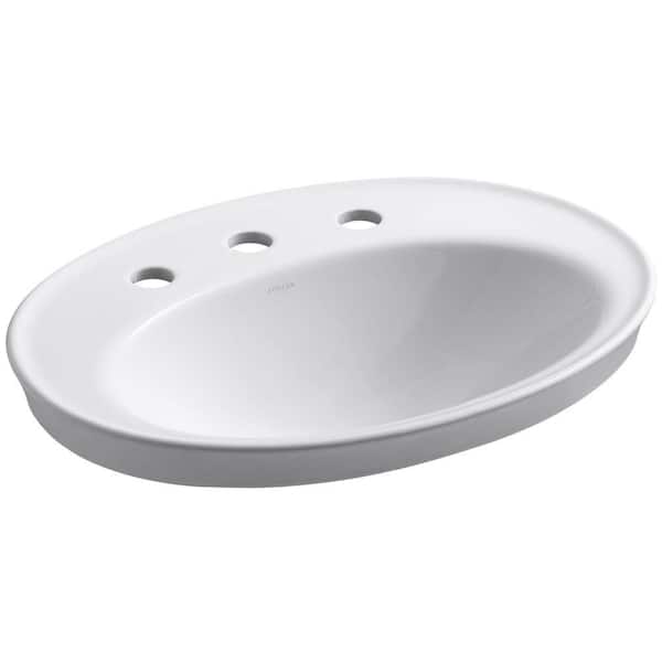 KOHLER Serif 22-1/4 in. Drop-In Vitreous China Bathroom Sink in White with Overflow Drain