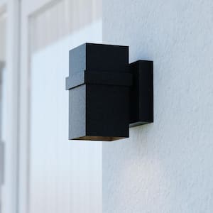 Lavage Aluminum 1-Light Black Cylinder Outdoor Contemporary Dark Sky Wall Lamp