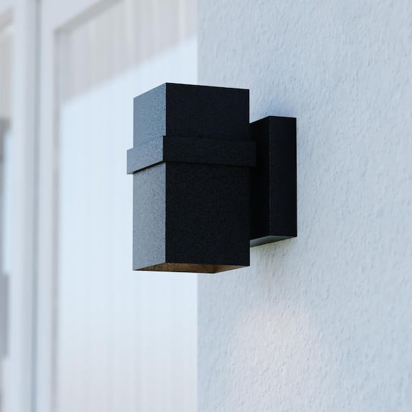 VAXCEL Lavage Aluminum 1-Light Black Cylinder Outdoor Contemporary Dark Sky Wall Lamp