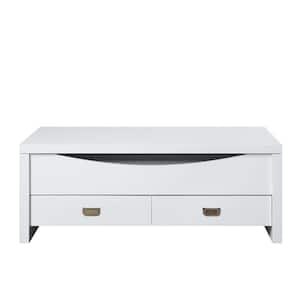 45 in. White Small Rectangle Wood Coffee Table