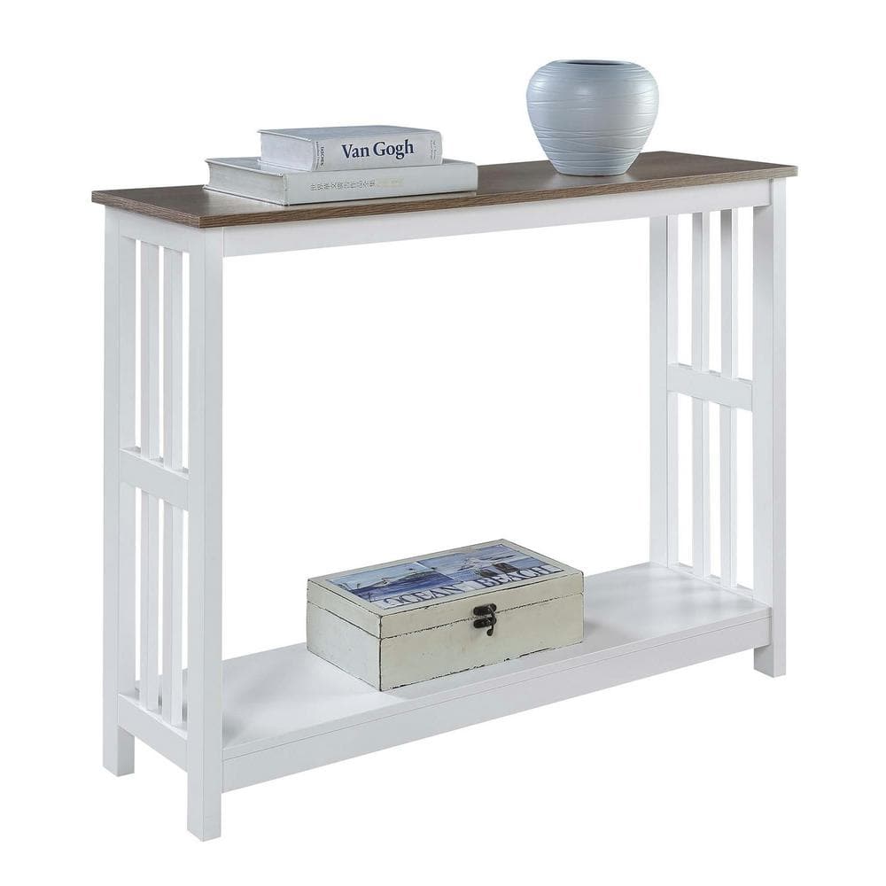Driftwood and White Mission Console Table with Storage Shelf