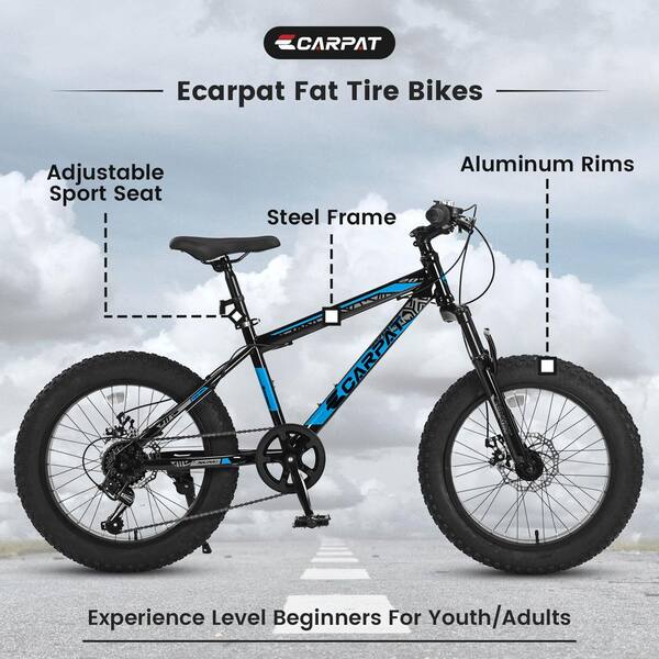 Cesicia 20 in. Blue Full Shimano 7 Speed Mountain Bike Fat Tire