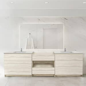 Element 102 in. W x 22 in. D x 35 in. H Double Sink Bath Vanity in Light Oak with Galaxy White Quartz Top