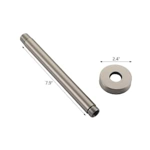 7.9 in. Stainless Steel Round Ceiling Mount Shower Arm with Flange in Brushed Nickel