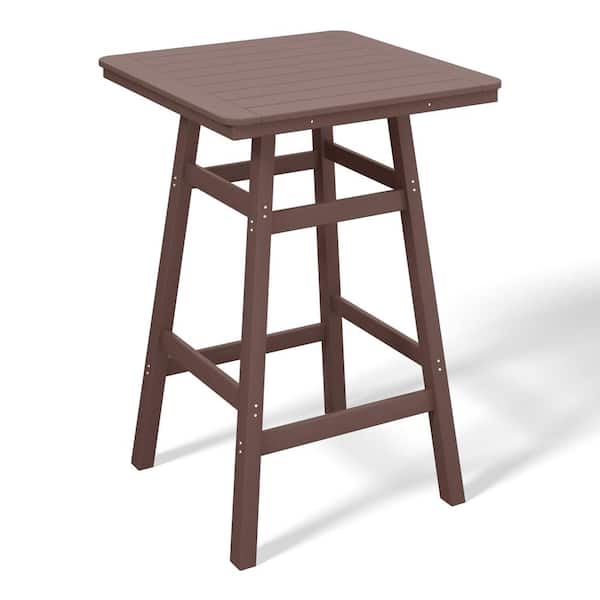 WESTIN OUTDOOR Laguna 30 in. Square HDPE Plastic All Weather Outdoor Patio Bar Height High Top Pub Table in Dark Brown