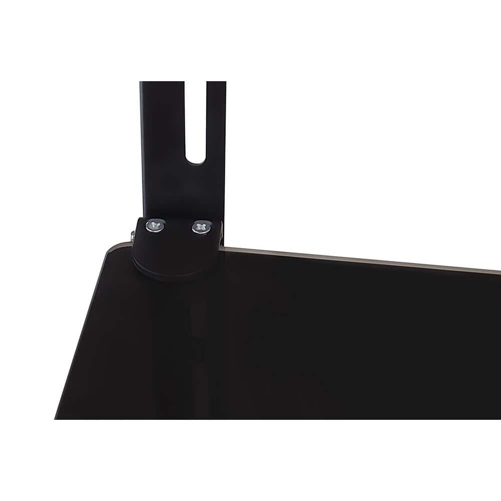 Black Tempered Glass TV Wall Mount Shelf with High-Gloss Finish