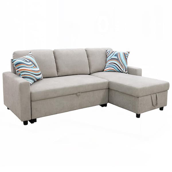 Star Home Living 75 in. Slope Arm 2-Piece Linen L-Shaped Sectional Sofa in Gray