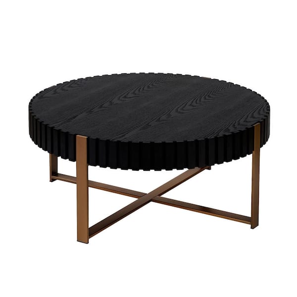 Sudzendf Matt Black MDF Round Outdoor Side Table 1-Piece