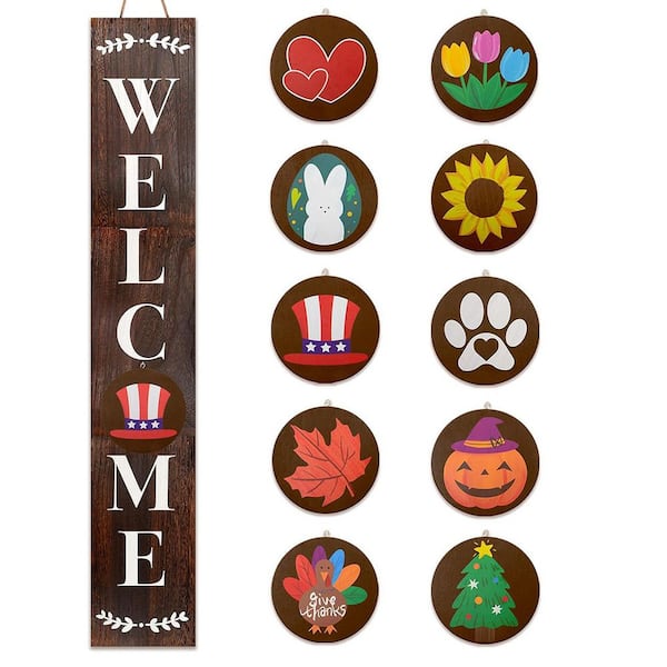 Unbranded Farmhouse Interchangeable Welcome Decor 47 in. x 7.9 in. by Wooden Wall Art