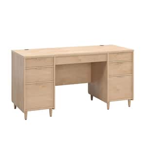 Clifford Place 59.055 in. Natural Maple 6-Drawer Executive Desk with Flip-Down Keyboard Shelf
