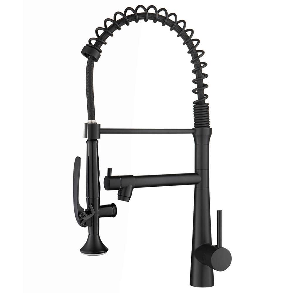 Single-Handle Gooseneck Pull-Down Sprayer Kitchen Faucet with Pot Filler an