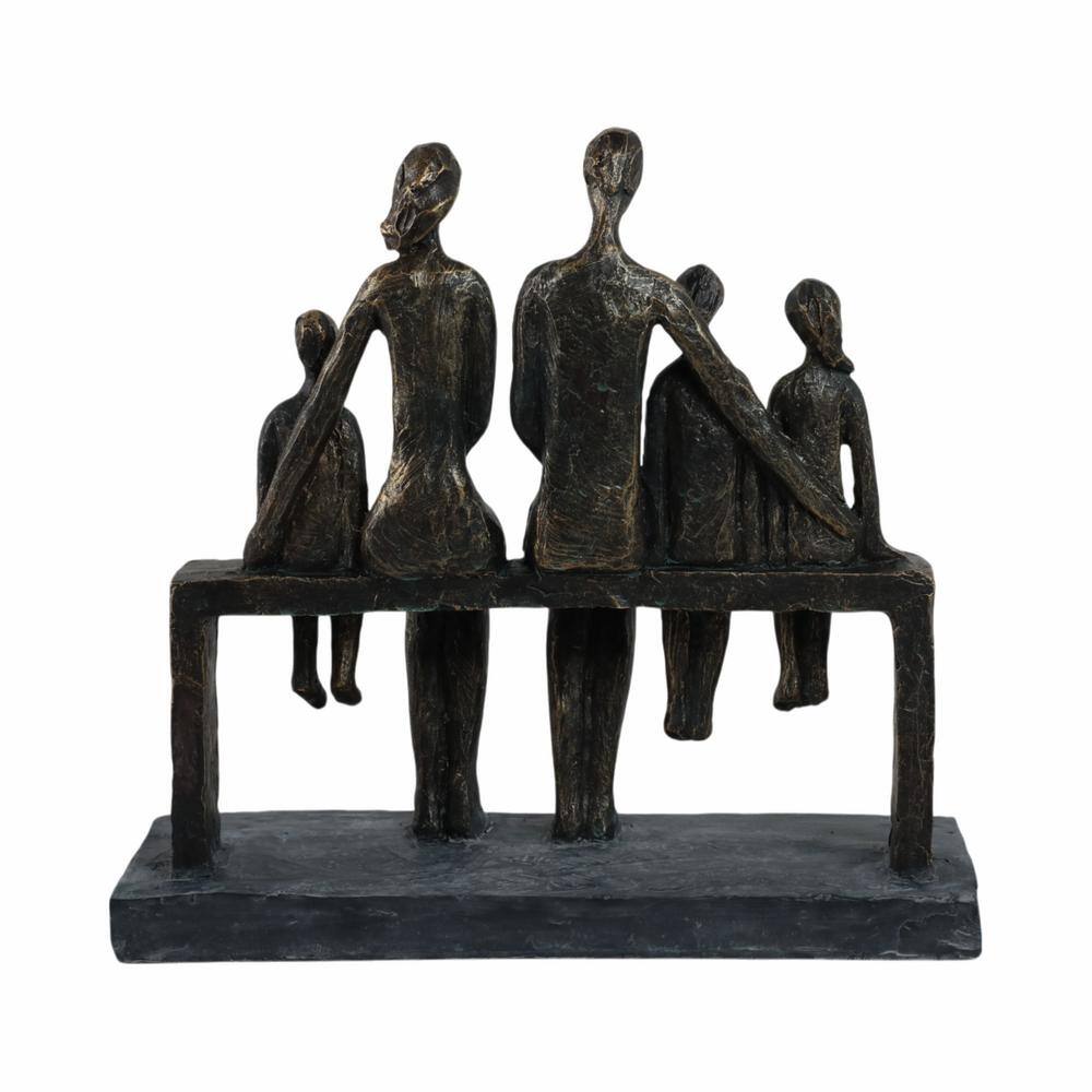Bronze Resin Family Sculpture 10" Wall Mounted