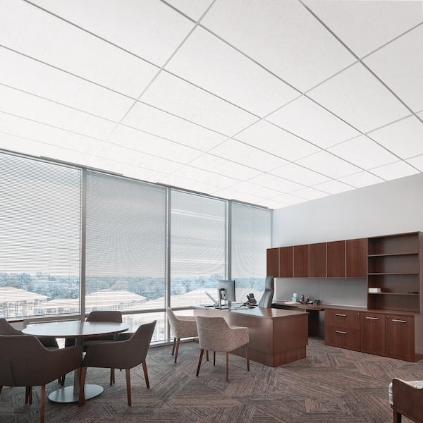 Yuma Tegular White 6 in. x 6 in. Smooth Ceiling Tile Sample