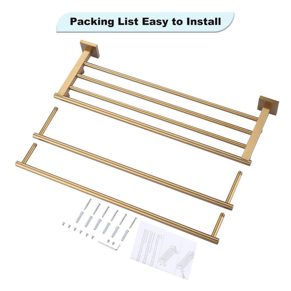 24-Inch Brushed Gold Stainless Steel Double Towel Bar