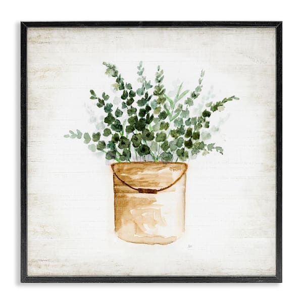 Rustic Eucalyptus Planter by Nan Black Framed Giclee Art Print Nature 24 in. x 24 in.