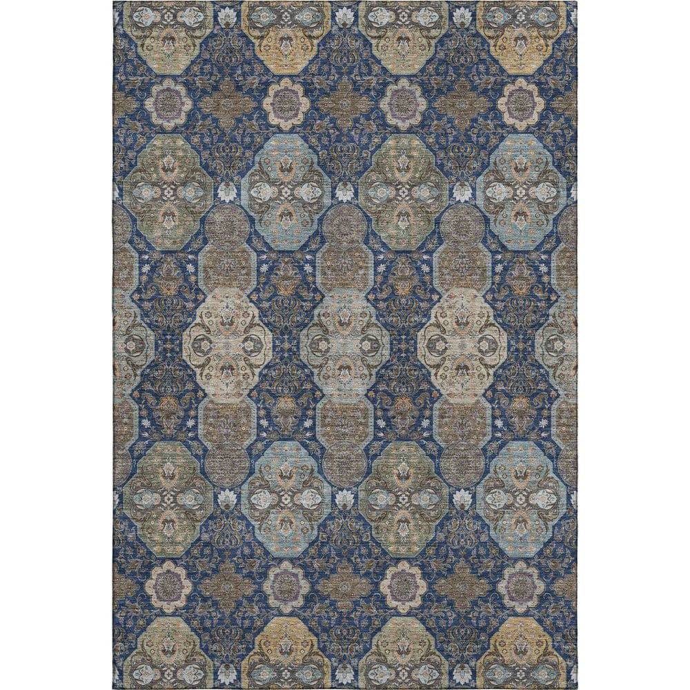 Mayfield Premium Machine Washable Abstract AMF2484 Navy 8 ft. x 10 ft. Area Rug price history on PriceWatchPro