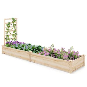 Fir Wood Raised Planter Boxes with Trellis